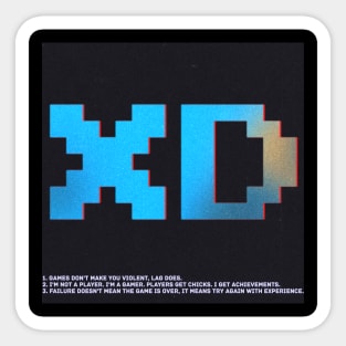 XD blue retro funny Gamer's laugh Sticker